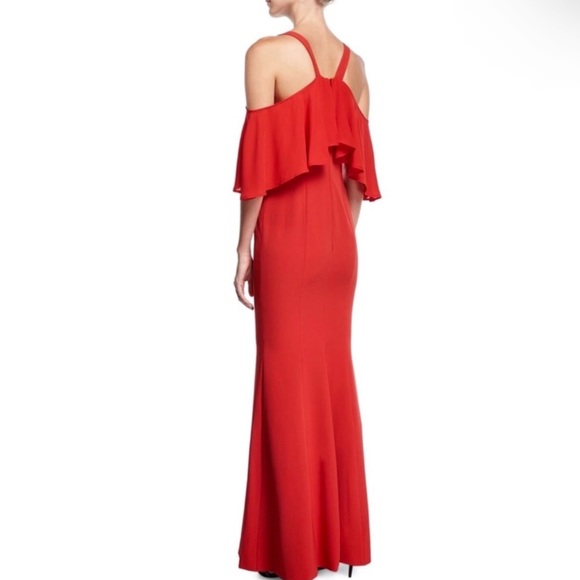 JAY X JAYGODFREY RED COLD-SHOULDER MAXI GOWN - Picture 6 of 10